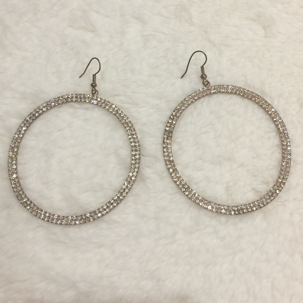 Gold Crystal Circle Hoop Earrings